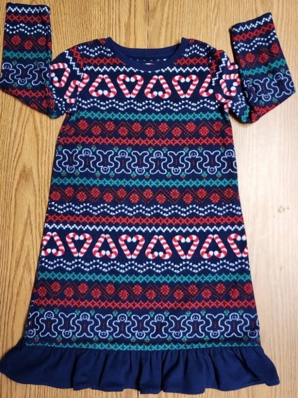 Jammies For Your Families Girls Sz 3T Candy Cane Fairisle Gown